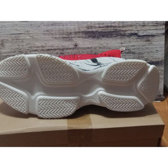 Platform Boots Wedge Sneakers Studded Rhinestone Ankle Boots Chunky Red Size 10 - Picture 7 of 7